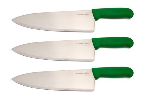 3 Taylor Knife Works  10&#034; Commercial Chef Knives Restaurant Green Handles Sharp!