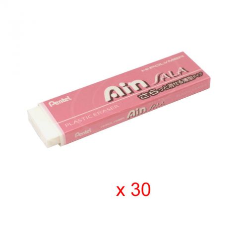 OFFICAL Pentel ZESA10 Hi-Polymer Ain SALA Plastic Eraser (30pcs) - Pink