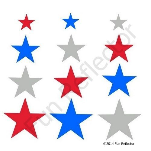 Red/Silver/Blue Mix Stars Bicycle Reflective Stickers Decals