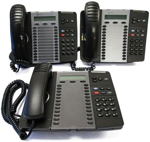 Lot of (3) Untested Mitel 5324 Black Dual Mode VoIP Phones + Handsets 50005664