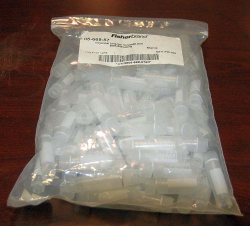 100 Fisherbrand 2mL PP Cryovial with External Threads Self Standing O-Ring - NEW
