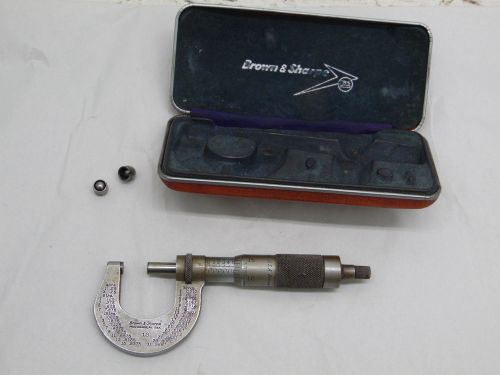 Brown And Sharpe Outside Micrometer 0-1 Inch Tool with bearing adapter ends