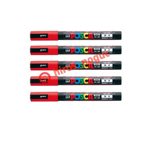 Uni Posca Paint Marker Red, 5 pens PC-3M Free Trackable Shipping