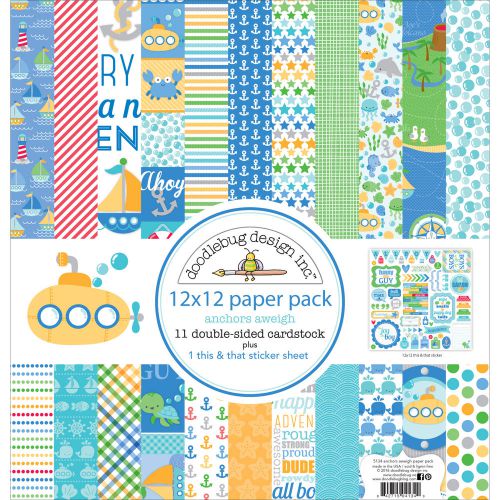 &#034;Doodlebug Double-Sided Paper Pack 12&#034;&#034;X12&#034;&#034;-Anchors Aweigh&#034;