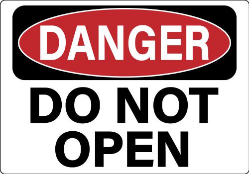 &#034;danger do not open&#034; signs, 10 pack, white w/black, 10&#034; x 7&#034;, free shipping for sale