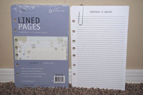 Franklin Covey Lined Note Pages CLASSIC size Made in USA 50 sheets+ bonus