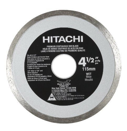 Hitachi 728737 4-1/2-Inch Continuous Rim Diamond Saw Blade for Tile and Stone,