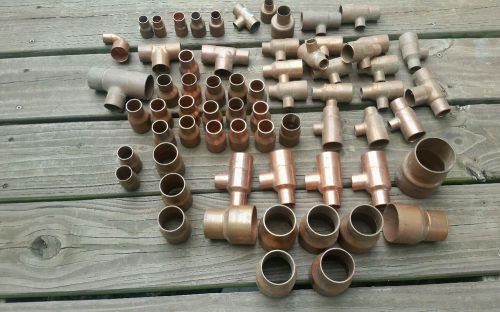 Lot of  64 Assorted Copper Couplers Reducers  Tees   Plumbing Fittings,  NOS