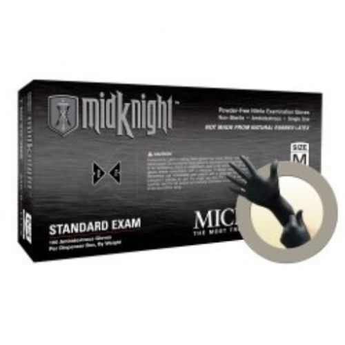 Microflex MFXMK296L MidKnight Black Powder-Free Nitrile Examination Gloves -