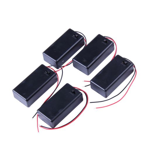 5PCS 9V Battery Box Case Holder With 13cm Wire Lead ON/OFF Switch Cover Black