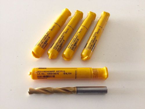 .3437&#034; KENNAMETAL K225A02188 Solid Carbide Drills, Coolant Through. Lot Of 5.