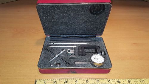 MACHINIST&#039;S STARRETT #196 BACK PLUNGE INDICATOR WITH ATTACHMENTS IN CASE