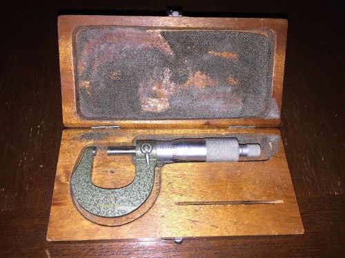 VINTAGE MITUTOYO OUTSIDE MICROMETER - NO 103-259 0-1 INCH .001~ORIG. Wooden Box