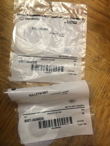 2 New Allen Bradley 800T-X646EM Emergency Stop Legend Plate Bezel