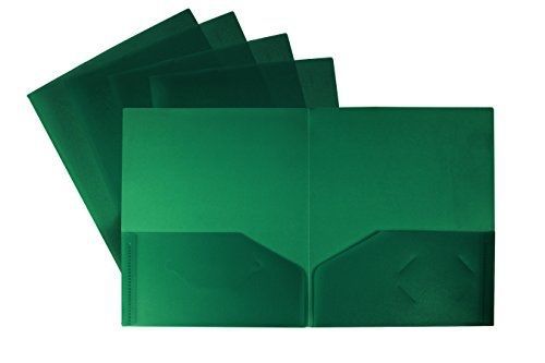 Storex Thicker Poly Two-Pocket Folder, Dark Green, Case of 25, STX50109U25C