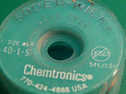 Chemtronics Soder Wick 40-1-5 Lead Free Desoldering Braid .03&#034; x 5&#039; US Made