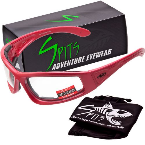 Spits Triumphant Foam Padded Safety Glasses - Red Frame - Clear Lenses