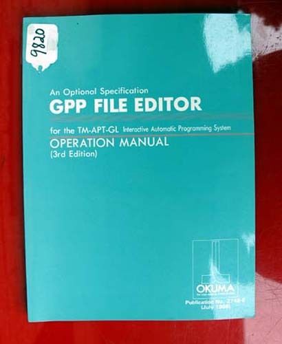 Okuma GPP File Editor Operation Manual:2748-E Inv. 9820