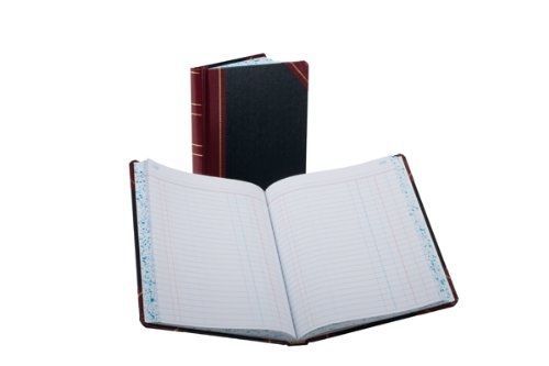 Boorum &amp; Pease Record/Account Book, Black/Red Cover, Journal Rule, 9-5/8 x