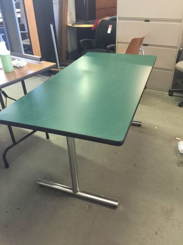 5ft L UTILITY TABLE w/ GREEN COLOR LAMINATE TOP &amp; 2 CHROME LEGS