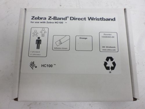 Zebra z-band ultrasoft wristband cartridge kit hc100 (10006995-6k) orange - new for sale