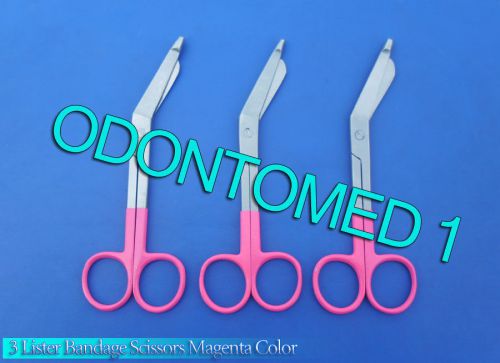 3 Lister Bandage Nurse Scissors - Color Handles(Magenta)