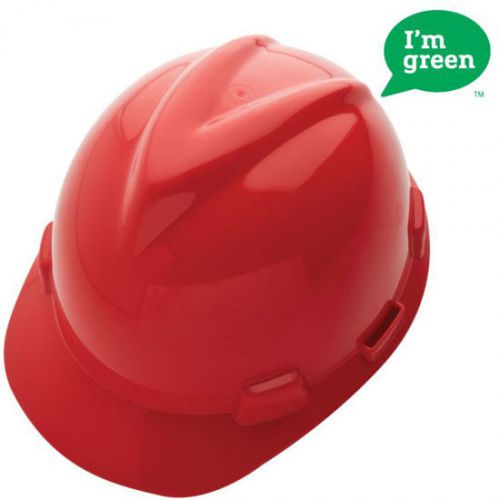 Environmentally green msa v-gard© cap style hard hat - red color for sale