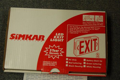 SIMKAR SLEDBRW LED EXIT LIGHT (RED LETTERS, WHITE HOUSING)
