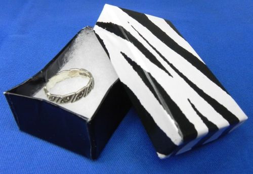 100 Zebra Print Cotton Filled Gift Boxes 2-5/8&#034; x 1-1/2&#034; Jewelry Charm Ring Box