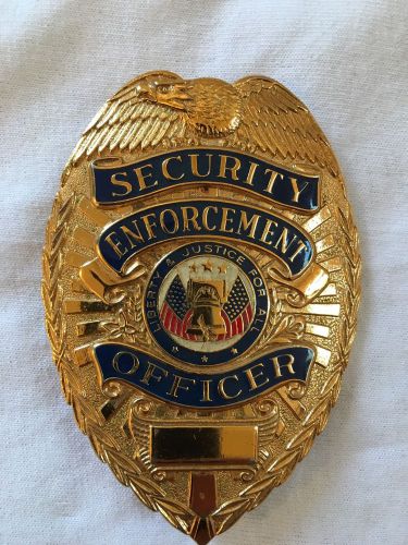Obsolete New 80&#039;s Vintage Style Security Enforcement Officer Badge Gold Silver