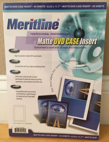 MERITLINE Professional DVD Case Inserts Matte for Inkjet or Laser 50 sheets