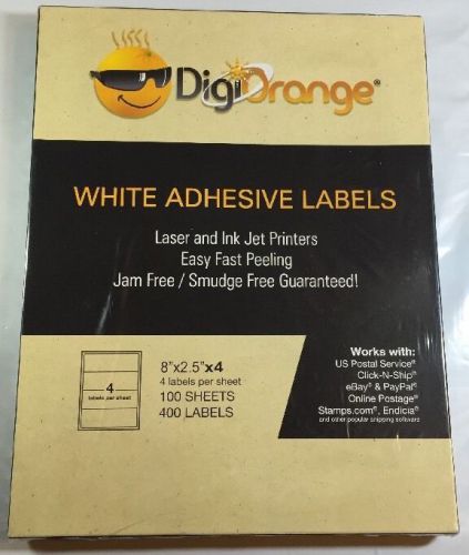 DigiOrange Bottle Wraparound Labels for Laser &amp; Inkjet Printers 8&#034; X 2.5&#034; (400)