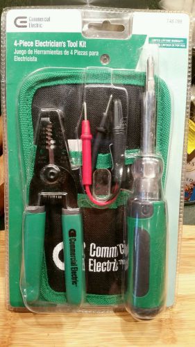 4 Piece Electrician&#039;s Tool Kit with Belt Pouch SEALED Wire Stripper Circuit Test