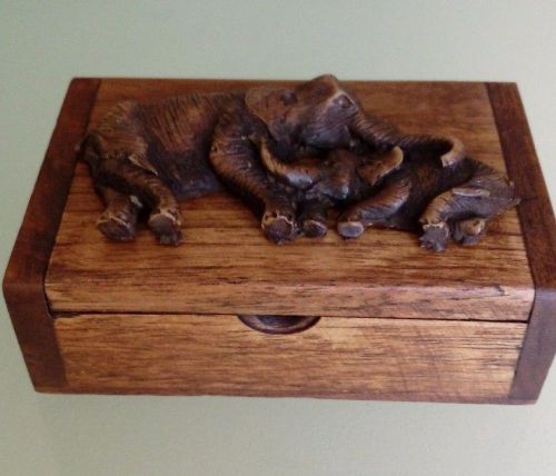 Wooden Business Card Box Elephant Make In Thai Handcraft, New Gift Souvenir