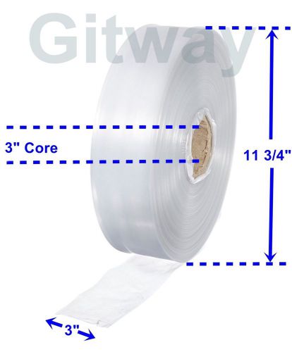 3&#034; x 2150&#039; Clear Poly Tubing Tube Plastic Bag Polybags Custom Bags on a Roll 2ML