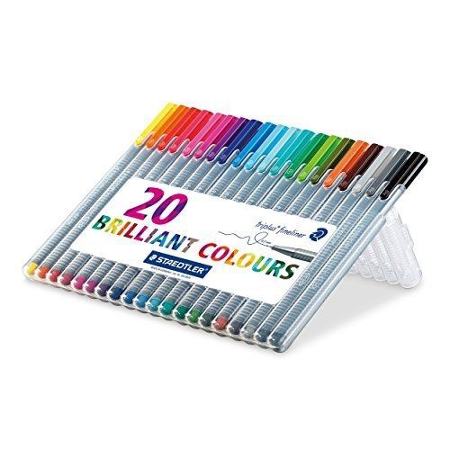 Staedtler Triplus Fineliner Pens, .3mm, Metal Clad Tip, 20-Pack, Assorted