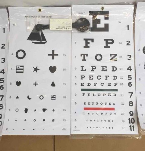 (3) Optometrist Letters/Symbols Kindergarten Eye Exam Test Chart + Occluder New!