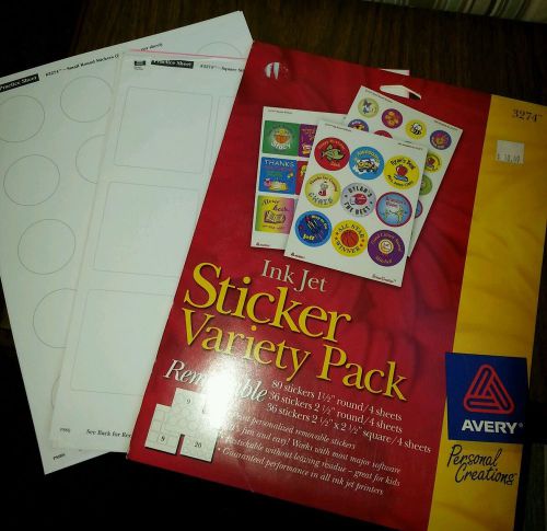Avery Sticker Variety Pack #3274 for ink jet printers Only includes 8 sheets
