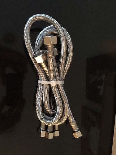 Four - 1/2&#034; Straight X 3/8&#034; Comp 24&#034; Braided Faucet Connection Hoses