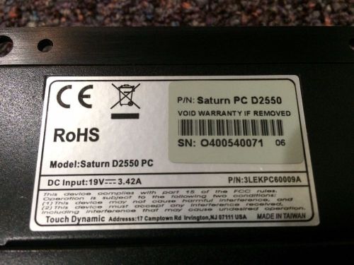 Touch Dynamic Saturn D2550 PC POS Computer