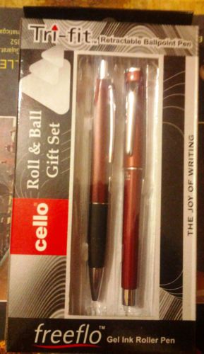 CELLO TRI FIT: FREE FLO ROLLER &amp; BALL POINT PEN SET FREE SHIPPING