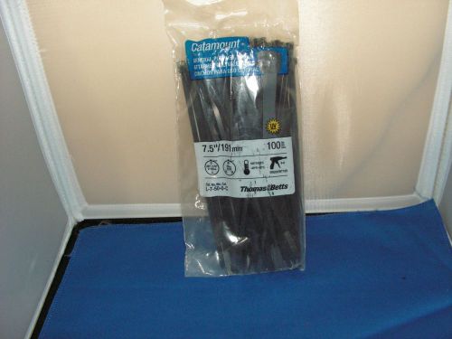 CATAMOUNT 100 PIECES L-7-50-0-C uv  7.5&#034; LENGTH CABLE TIE ZIP TIE  Black in/out