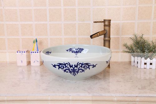 A158 Pastoral Style Hand Made D 40 - 42cm Bathroom Ceramic Art Sink/Wash Basin