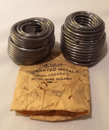 LOT OF 2 FEDERATED METALS 50-50 WIRE SOLDER 2 LBS. WT.  SUBSIDIARY BY ASARCO