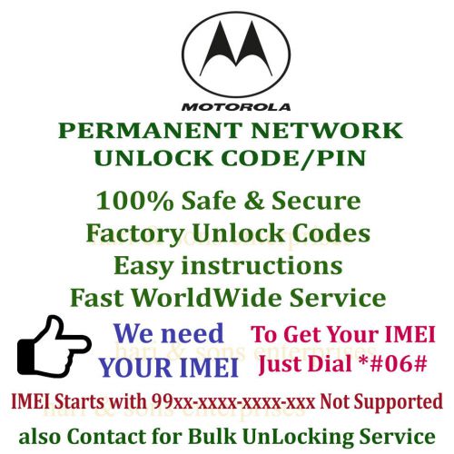 Motorola parmanent network unlock code for motorola v3b - virgin mobile canada for sale