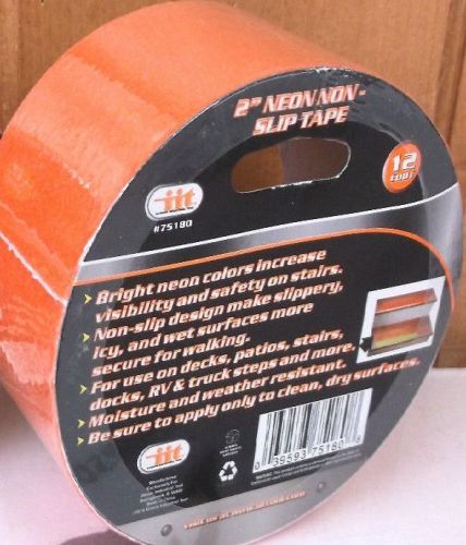 Orange Neon Non Slip Tape 2&#034; x 12&#039; Bright Neon Colors Weather Resistant