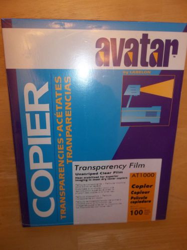 NEW 100 Sheets Avatar Transparency Film AT1000 Copier Unstriped Clear Film Box