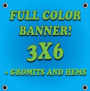 5x7 Full Color Printed 13oz Vinyl Banner + 4x Gromits + Hems