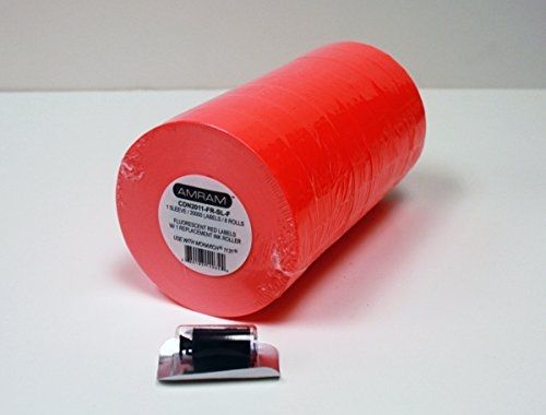 AMRAM Amram 1 Line 20x11 Fluorescent Red Pricing/Marking Labels, 1 Sleeve of 8