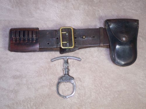 Vintage 1940&#039;s Police Leather Duty Belt with IRON CLAW